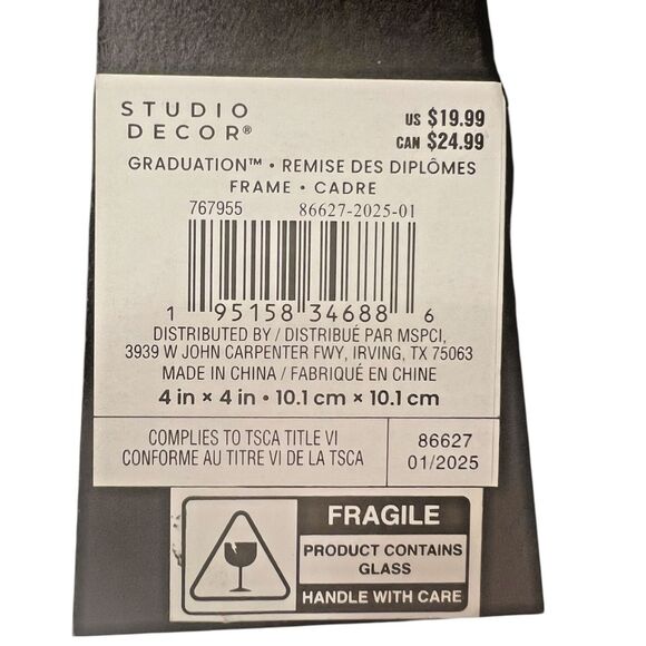 Studio Decor 2025 Glitter Graduation Photo Frame Black Silver 4x4 - Picture 6 of 7